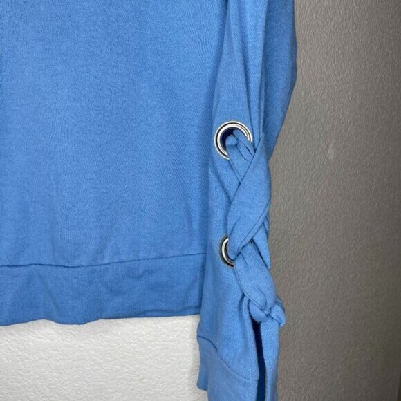 Arizona Jean Medium Pullover Sweater Crew Neck Lace Long Sleeve Blue Large - Picture 4 of 6
